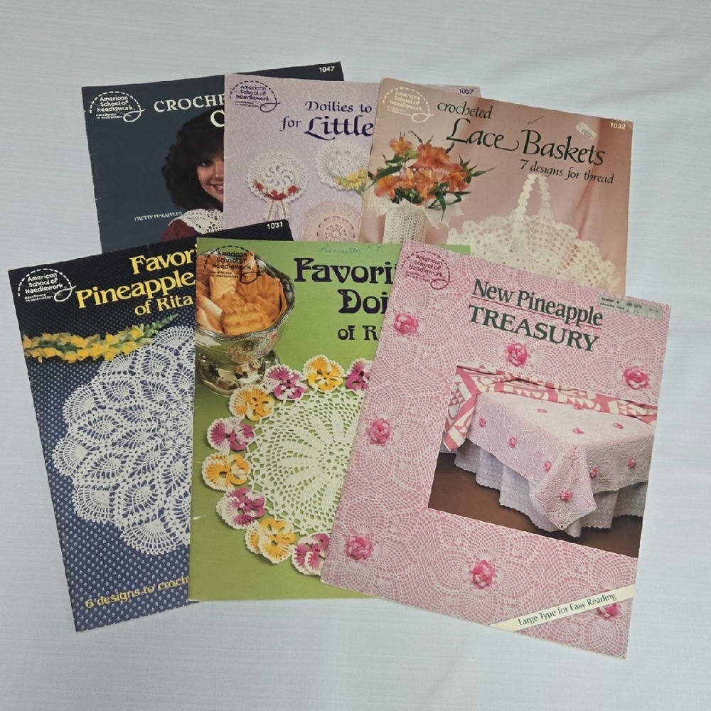 Vintage Crochet Pattern Booklets Set American School Of Needlework